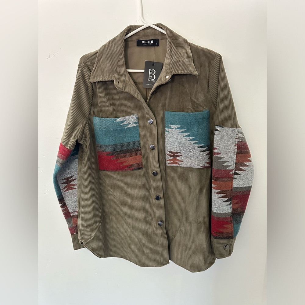Blue B Aztec button up